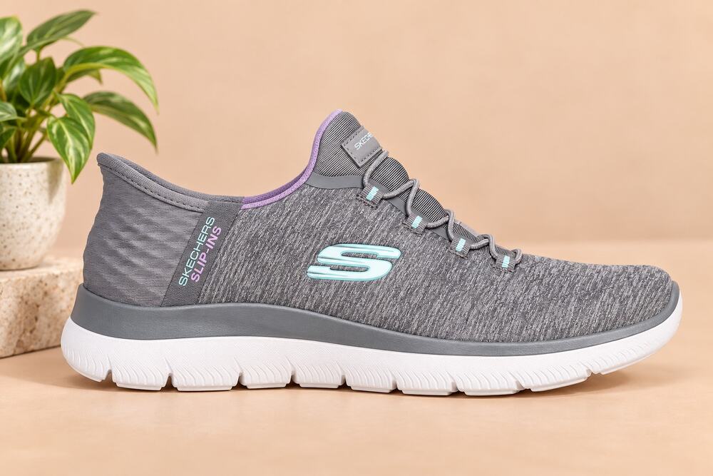 USED Skechers Summits Women's Hands-Free Slip-Ins Grey Mint Size 7.5 Wide
